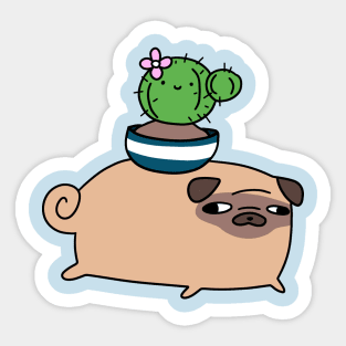 Pug and Cactus Sticker